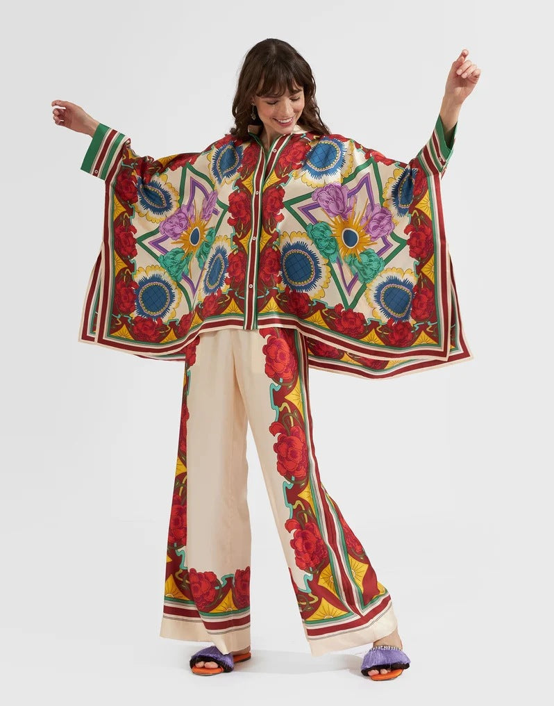 Women's Stand Collar Irregular Top Trousers Suit Two-piece Set
