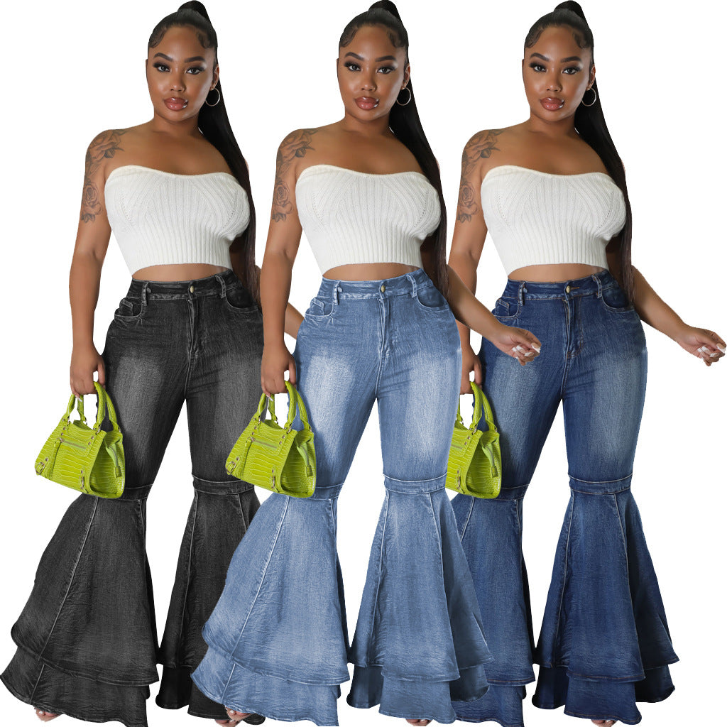 Women's European And American Fashion All-match Wide Leg Denim Stretch Flared Pants