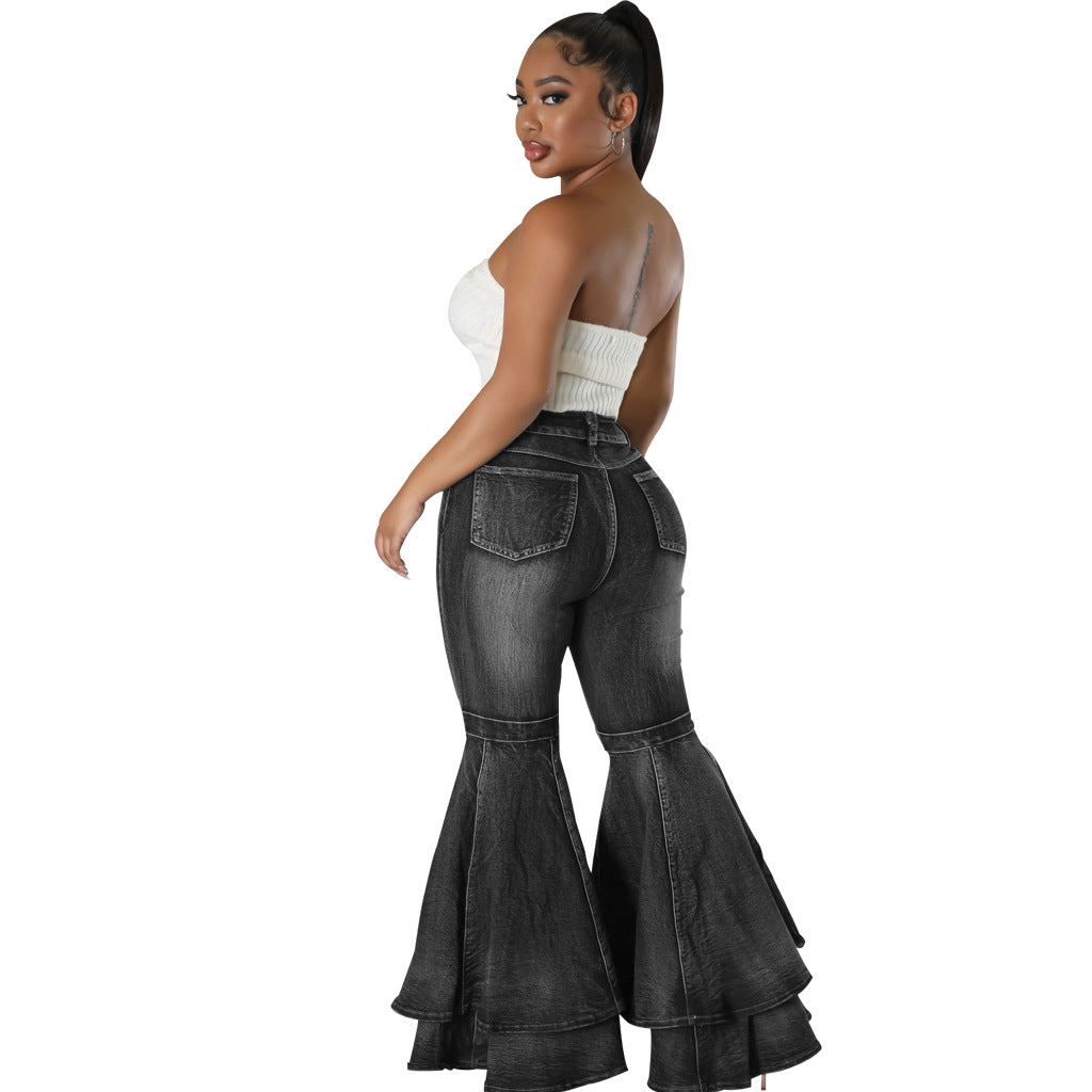 Women's European And American Fashion All-match Wide Leg Denim Stretch Flared Pants