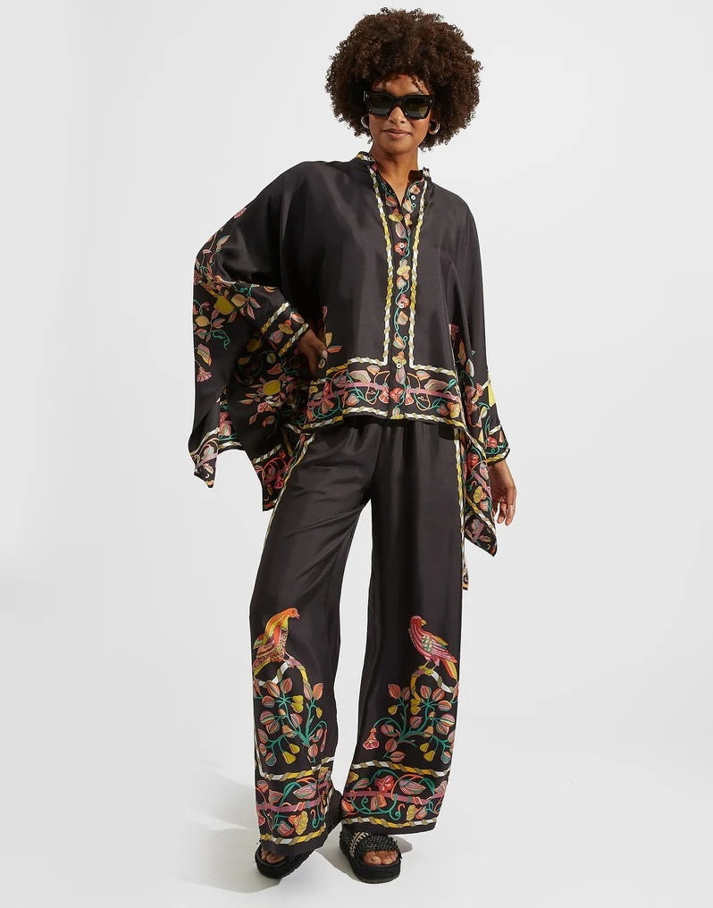 Women's Stand Collar Irregular Top Trousers Suit Two-piece Set