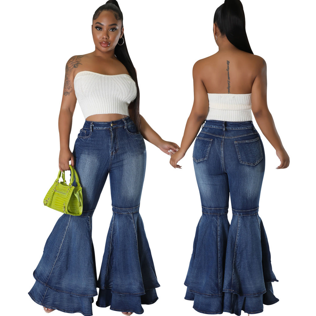 Women's European And American Fashion All-match Wide Leg Denim Stretch Flared Pants