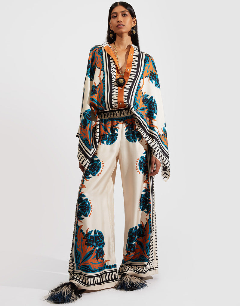 Women's Stand Collar Irregular Top Trousers Suit Two-piece Set