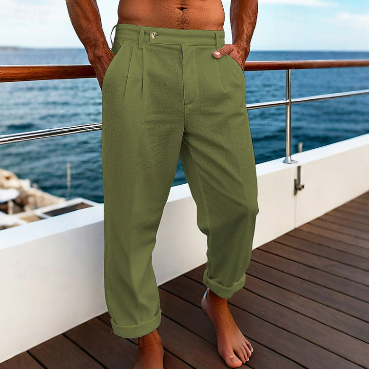 Men's Pocket Flat Comfortable Breathable Trousers