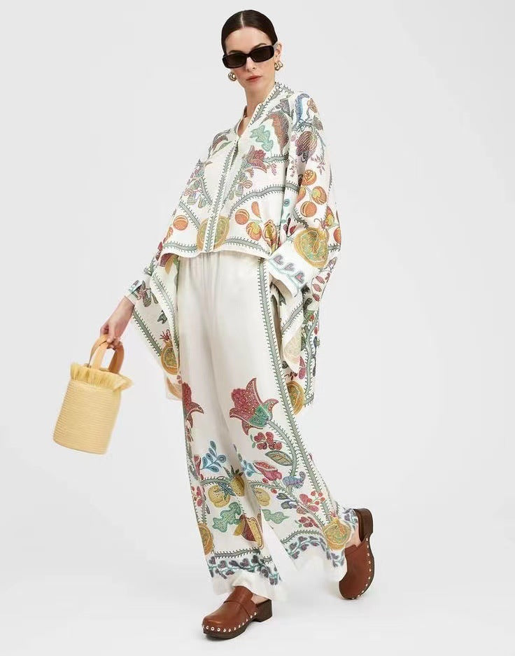 Women's Stand Collar Irregular Top Trousers Suit Two-piece Set