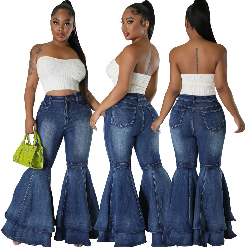 Women's European And American Fashion All-match Wide Leg Denim Stretch Flared Pants