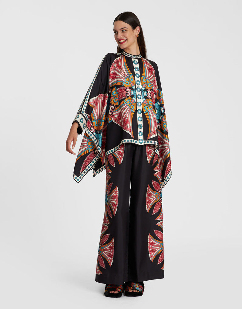 Women's Stand Collar Irregular Top Trousers Suit Two-piece Set